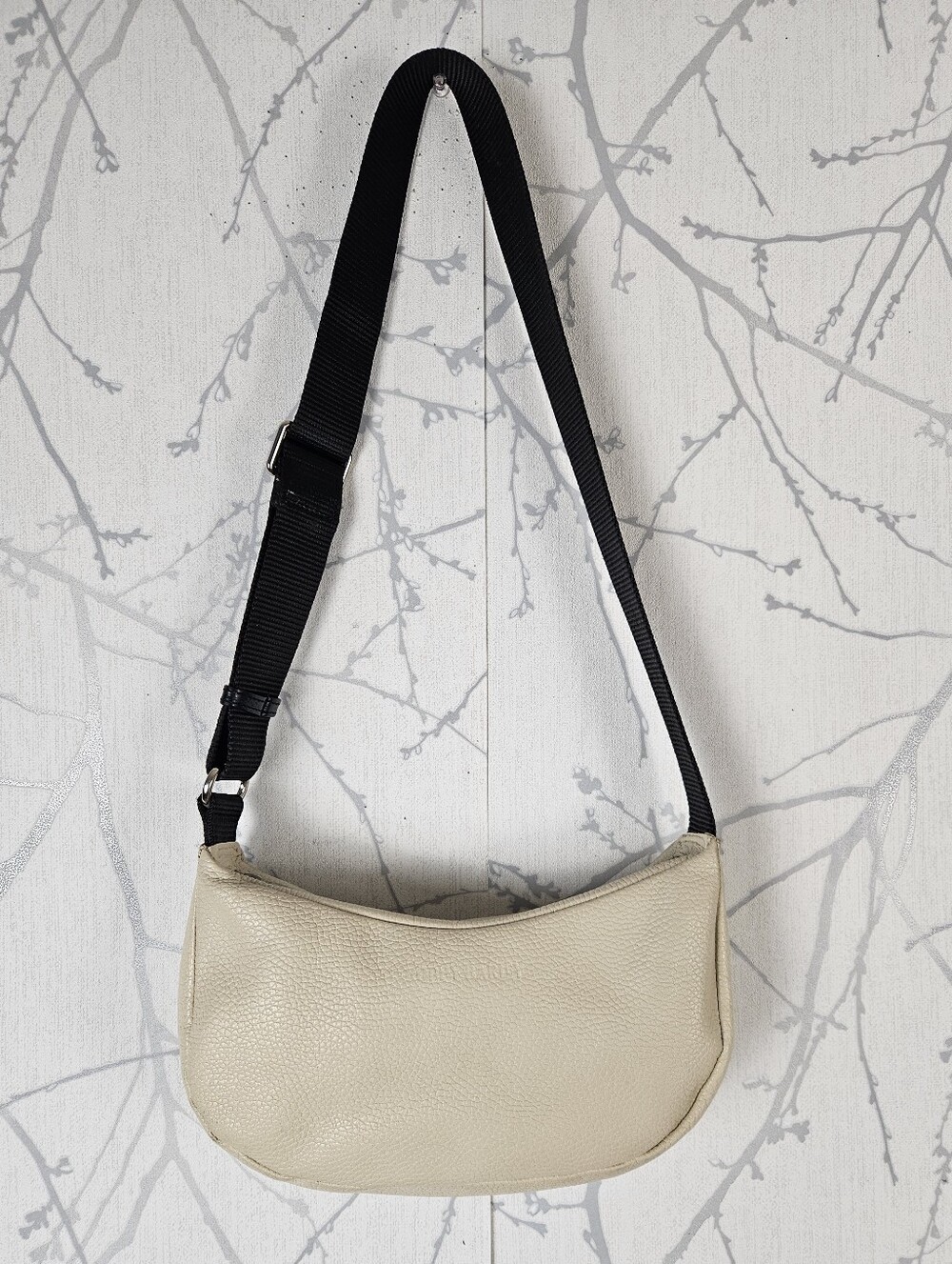 Poppy Barley Cream Pebbled Leather Arc Crossbody Belt Bag